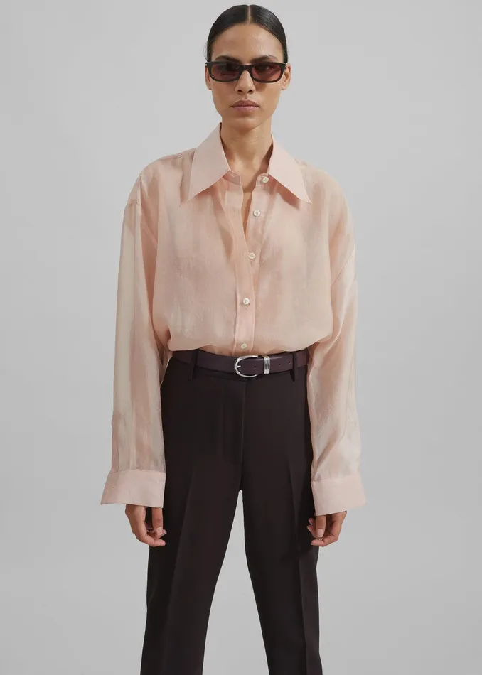 Nel Sheer Button Up Shirt 8211 Pink Women The Frankie Shop Clothing