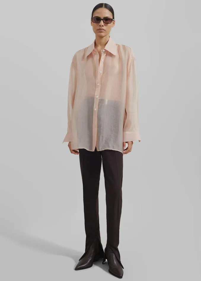 Nel Sheer Button Up Shirt 8211 Pink Women The Frankie Shop Clothing