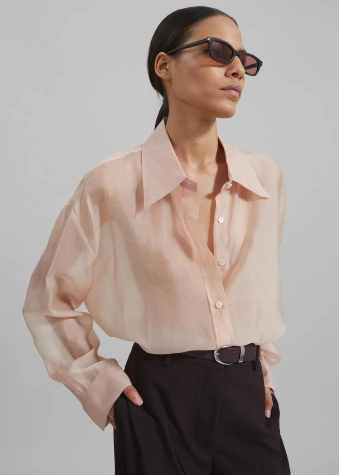 Nel Sheer Button Up Shirt 8211 Pink Women The Frankie Shop Clothing