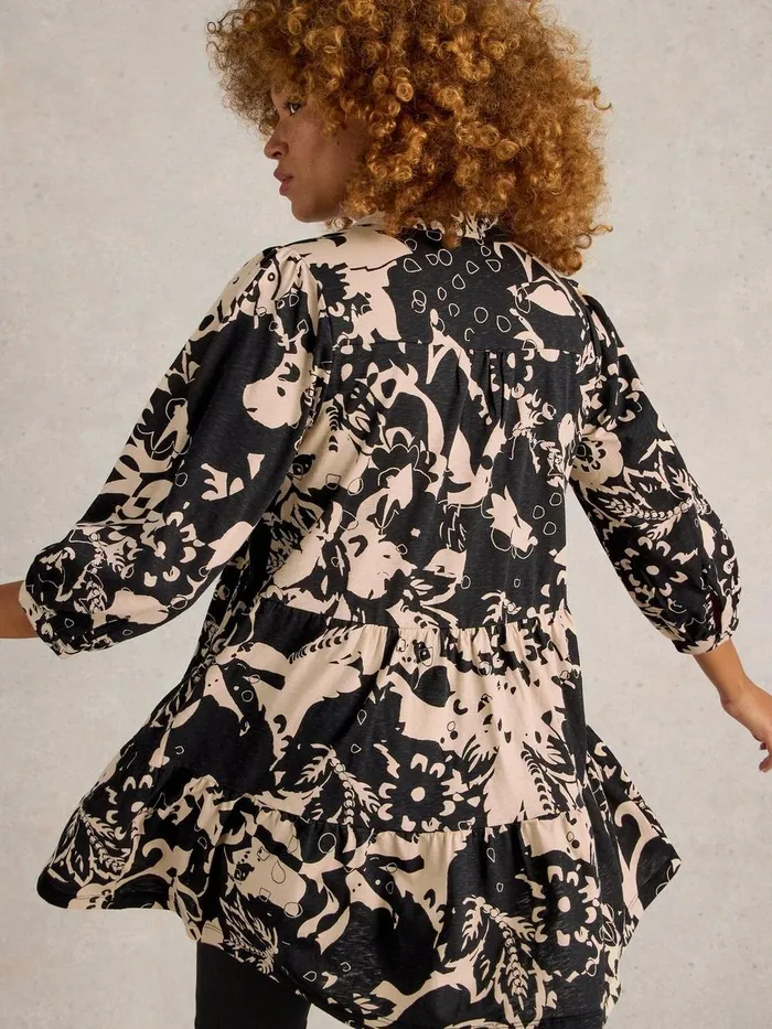 NELA PRINTED SHIRT TUNIC Black Print Women White Stuff Shirts and Blouses NELA PRINTED SHIRT TUNIC Black Print Women White Stuff Shirts and Blouses