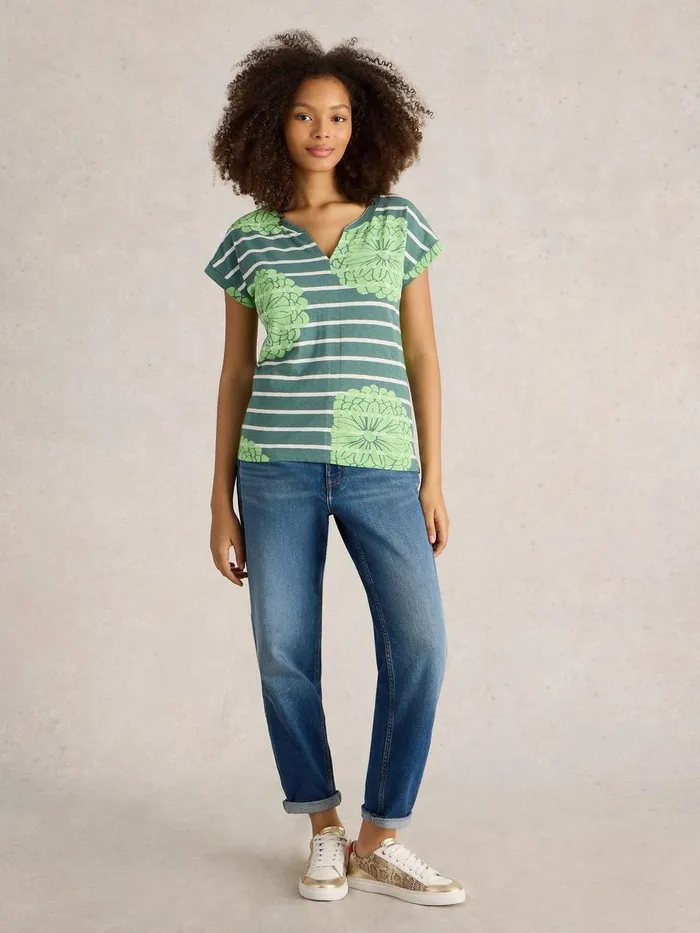 NELLY NOTCH NECK TSHIRT Green Multi Women White Stuff Tops and Tees