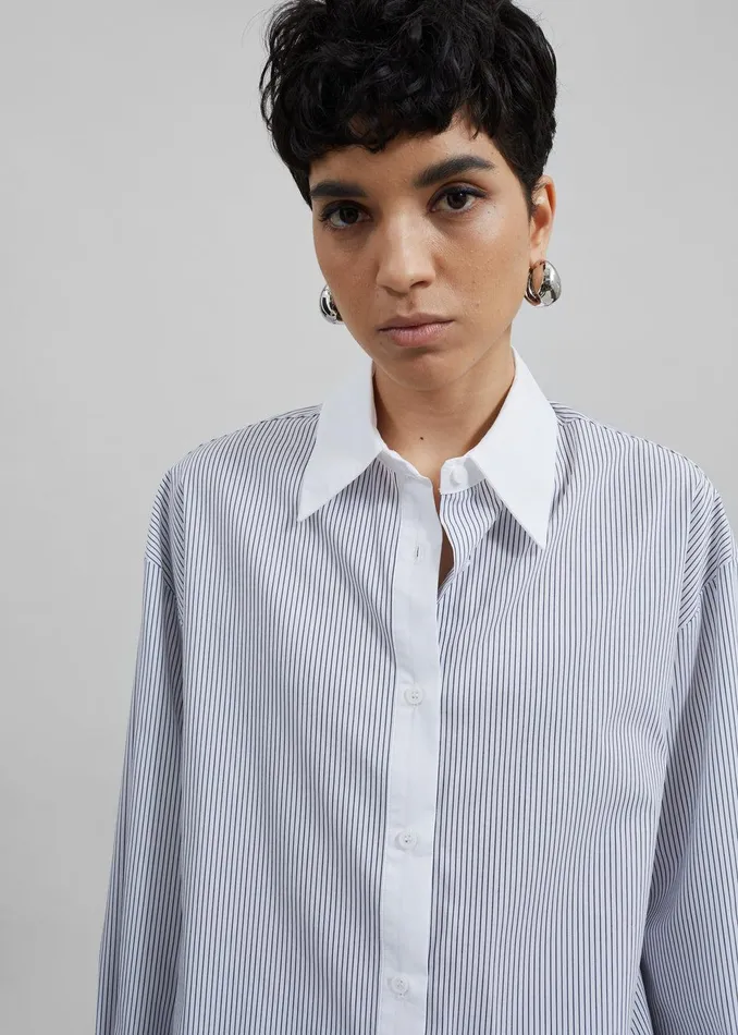 Nerina Button Up Shirt 8211 BlackWhite Stripe Women The Frankie Shop Clothing