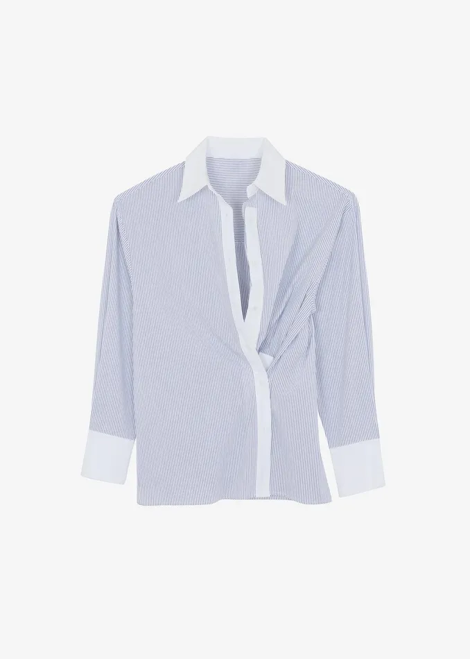 Nerina Button Up Shirt 8211 BlackWhite Stripe Women The Frankie Shop Clothing