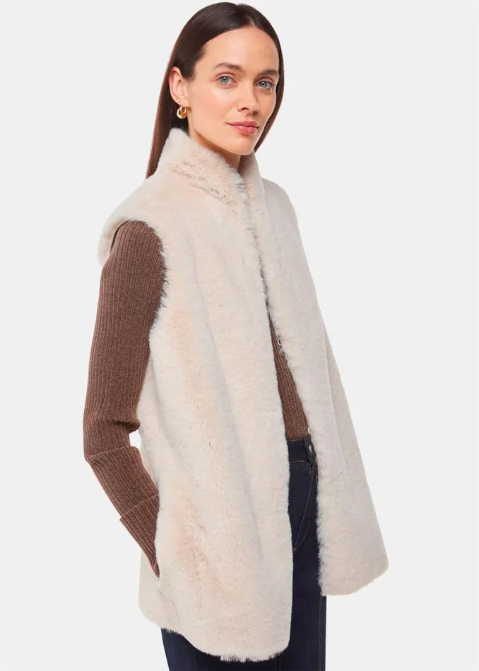 Neutral Faux Fur Gilet Women Whistles Coats and Jackets
