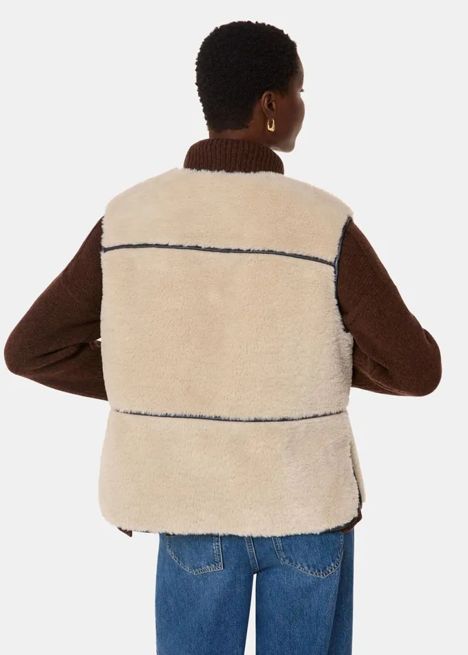 Neutral Rowena Faux Fur Waistcoat Women Whistles Coats and Jackets