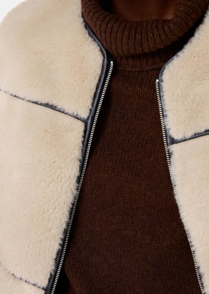 Neutral Rowena Faux Fur Waistcoat Women Whistles Coats and Jackets