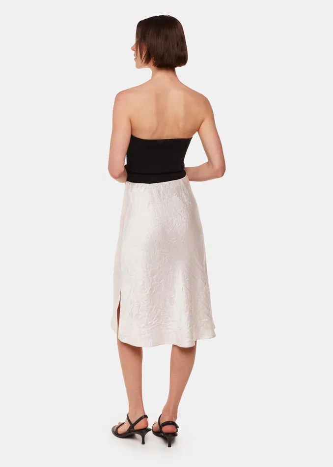 Neutral Satin Knee Length Skirt Women Whistles Skirts