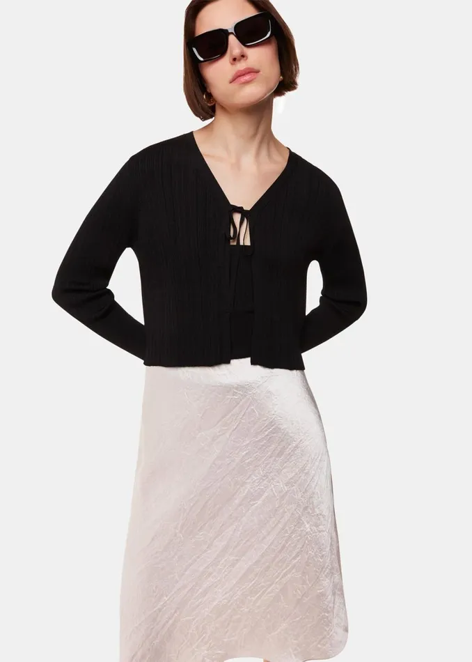 Neutral Satin Knee Length Skirt Women Whistles Skirts