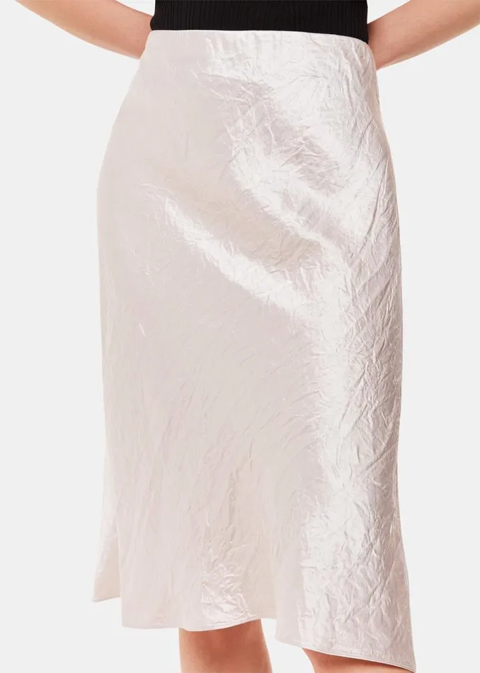 Neutral Satin Knee Length Skirt Women Whistles Skirts