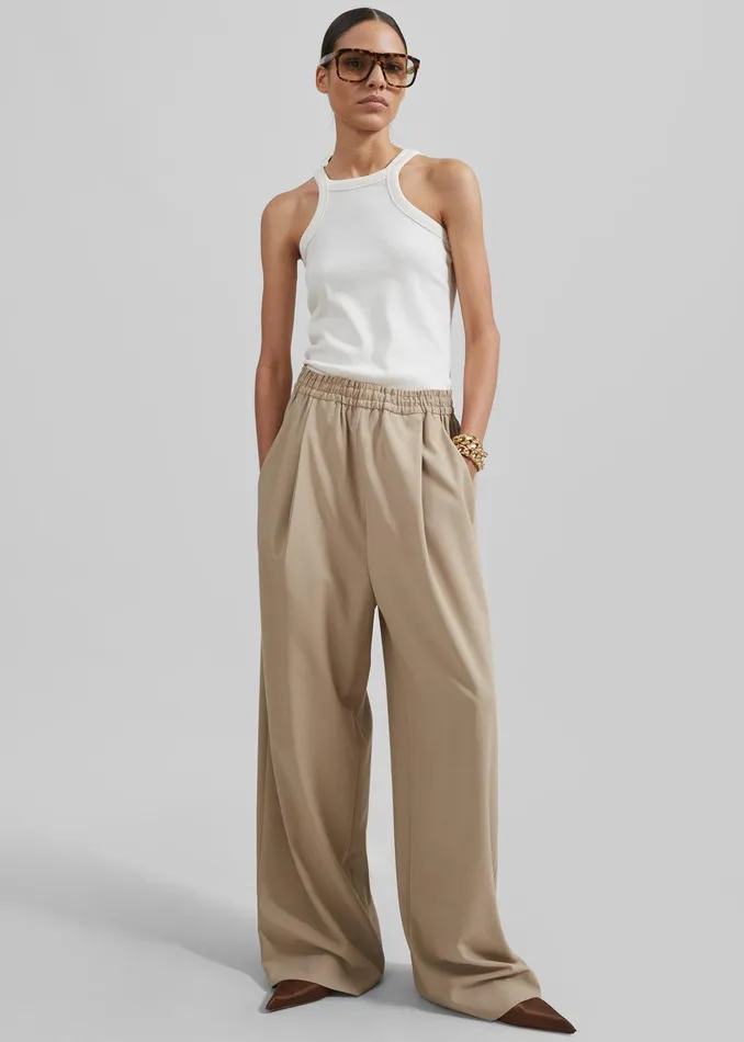 Neva Wide Trousers 8211 Beige Women The Frankie Shop Clothing