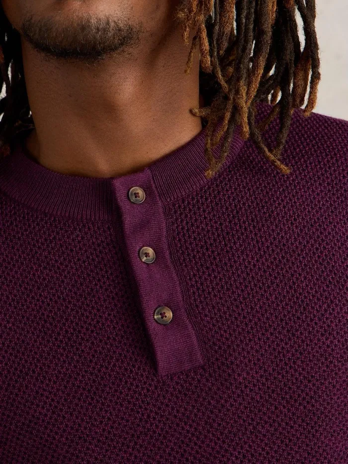 Newport Merino Wool Henley Dk Plum Men White Stuff Knitwear Newport Merino Wool Henley Dk Plum Men White Stuff Knitwear