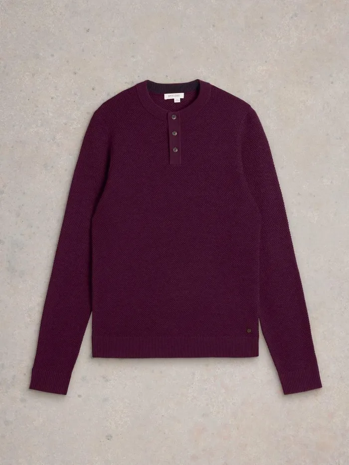Newport Merino Wool Henley Dk Plum Men White Stuff Knitwear Newport Merino Wool Henley Dk Plum Men White Stuff Knitwear