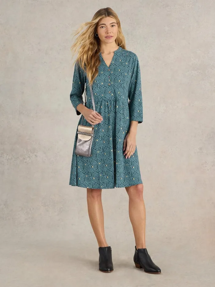 Nia Jersey Dress Teal Print Women White Stuff Dresses