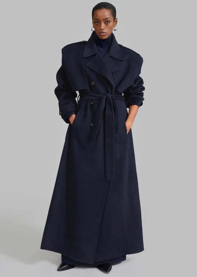 Nikola Padded Trench Coat 8211 Navy Women The Frankie Shop Clothing