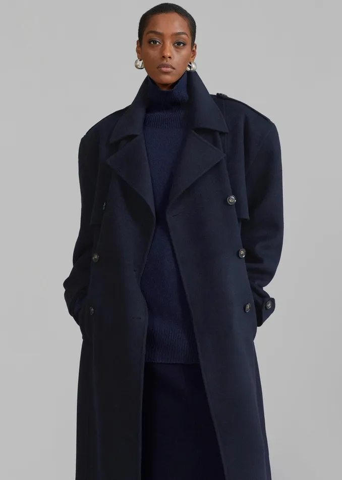 Nikola Padded Trench Coat 8211 Navy Women The Frankie Shop Clothing