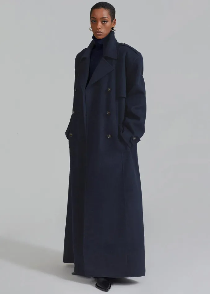 Nikola Padded Trench Coat 8211 Navy Women The Frankie Shop Clothing