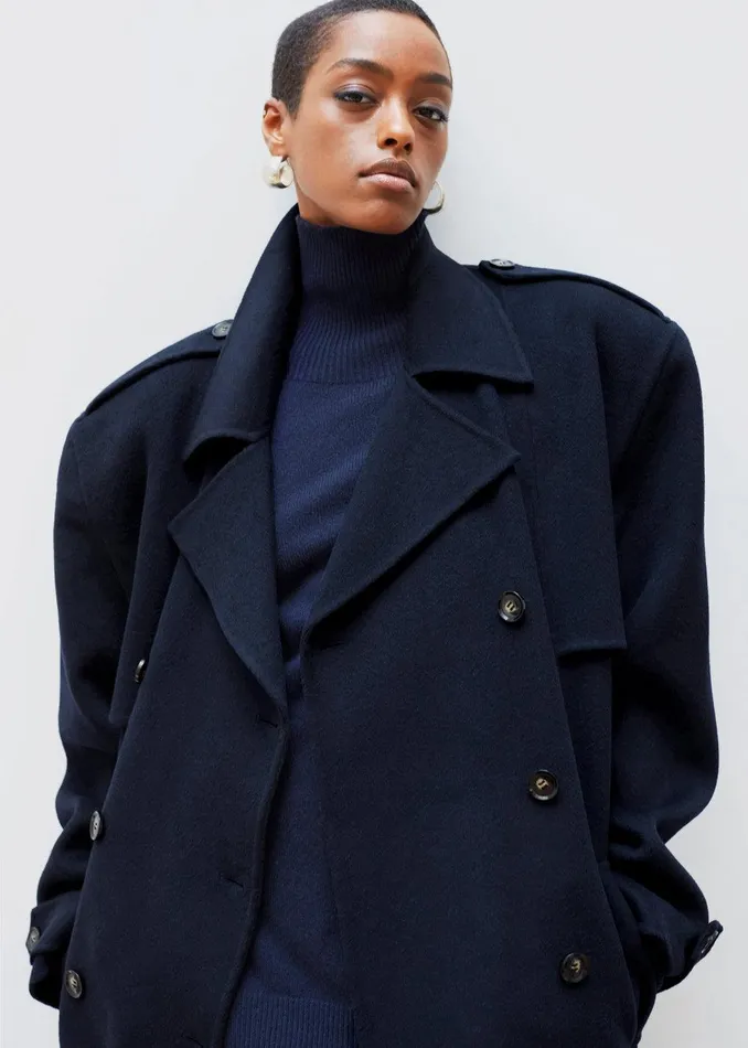 Nikola Padded Trench Coat 8211 Navy Women The Frankie Shop Clothing