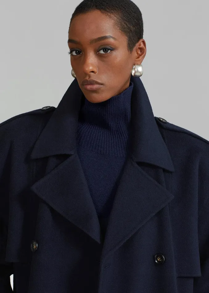 Nikola Padded Trench Coat 8211 Navy Women The Frankie Shop Clothing