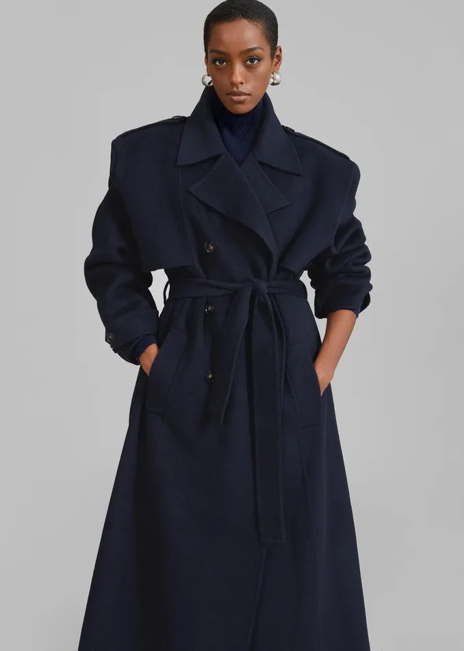 Nikola Padded Trench Coat 8211 Navy Women The Frankie Shop Clothing