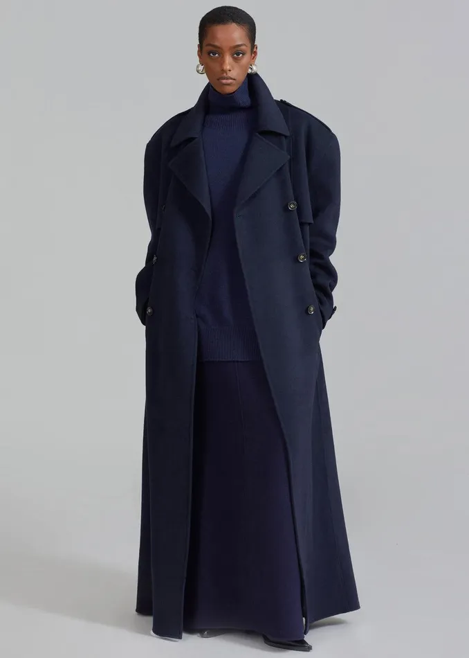 Nikola Padded Trench Coat 8211 Navy Women The Frankie Shop Clothing