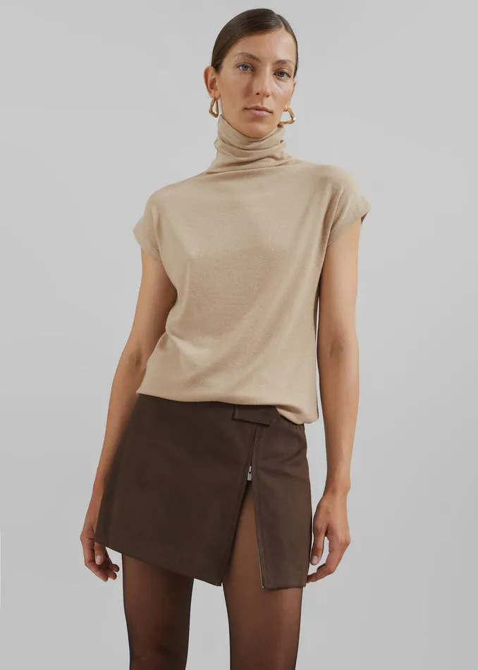 Nile Turtleneck Top 8211 Beige Women The Frankie Shop Clothing