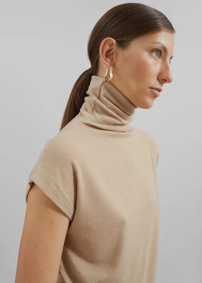 Nile Turtleneck Top 8211 Beige Women The Frankie Shop Clothing
