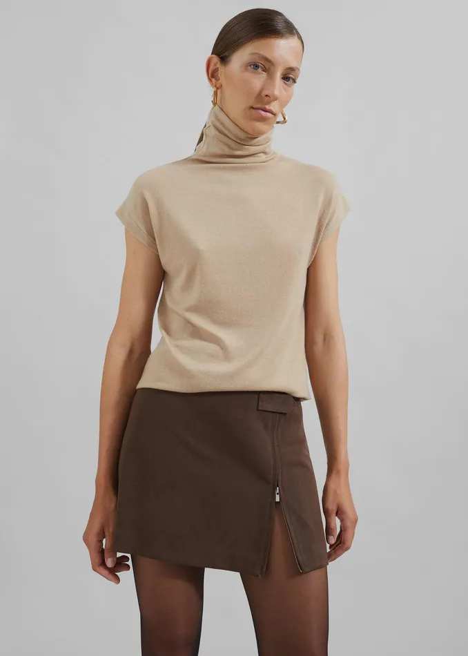 Nile Turtleneck Top 8211 Beige Women The Frankie Shop Clothing