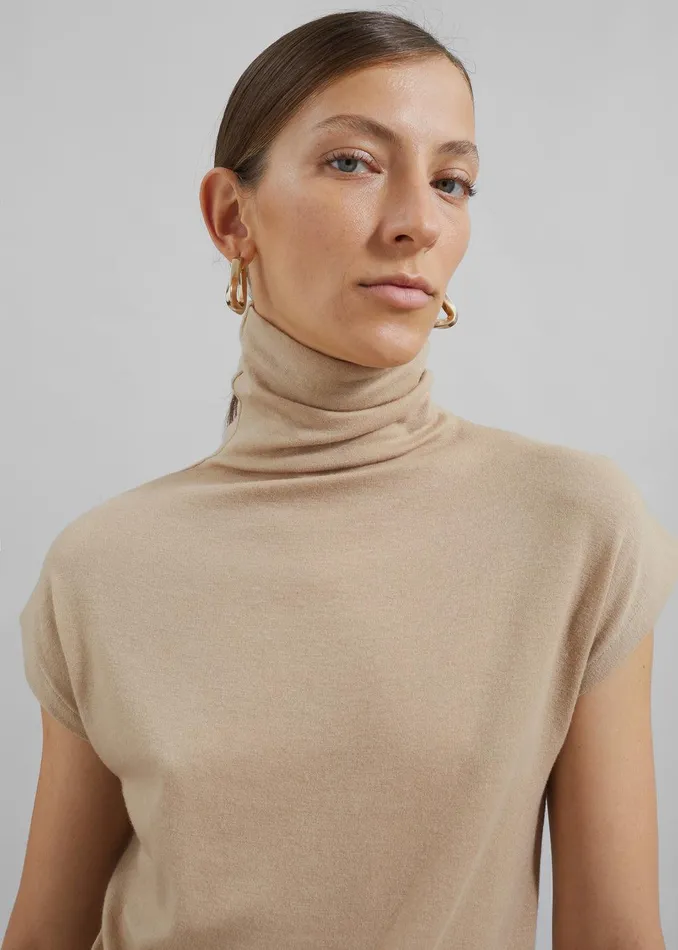 Nile Turtleneck Top 8211 Beige Women The Frankie Shop Clothing