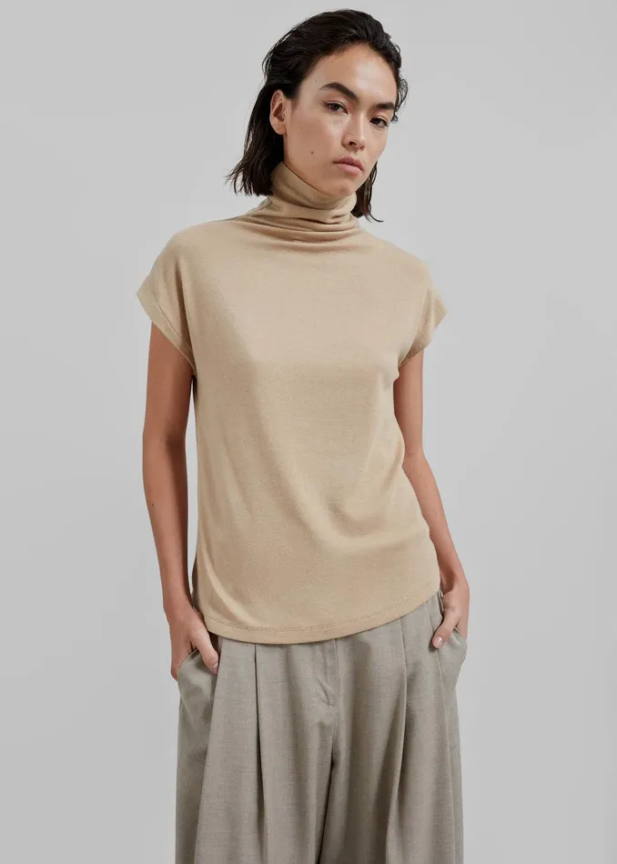 Nile Turtleneck Top 8211 Beige Women The Frankie Shop Clothing