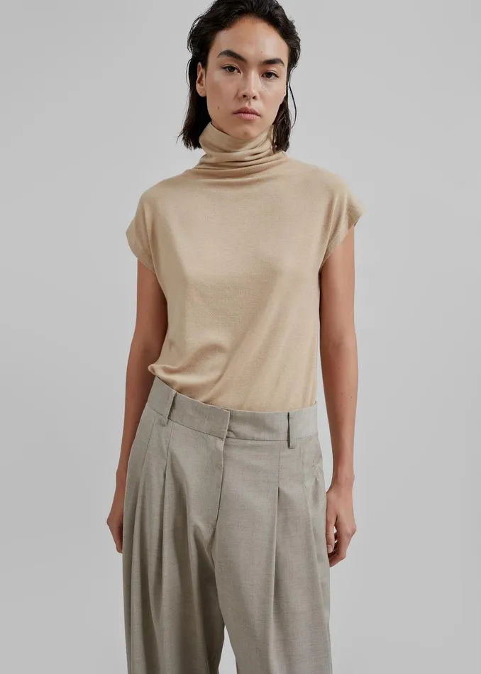 Nile Turtleneck Top 8211 Beige Women The Frankie Shop Clothing