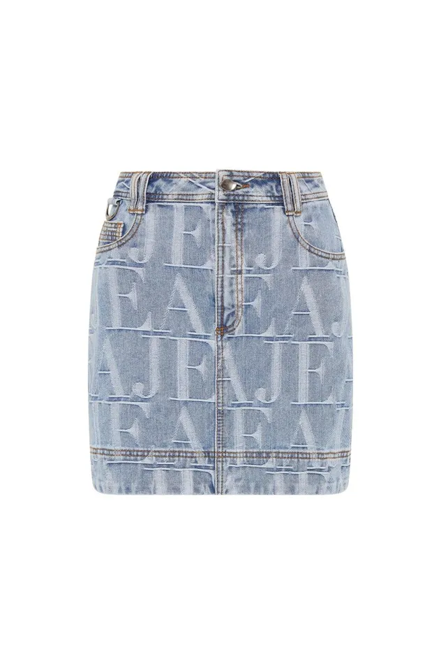 Nostalgia Denim Mini Skirt Coastal Logo Wash Women Aje Skirts Nostalgia Denim Mini Skirt Coastal Logo Wash Women Aje Skirts