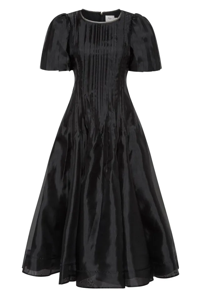 Nova Pleated Midi Dress Black Women Aje Dresses Nova Pleated Midi Dress Black Women Aje Dresses