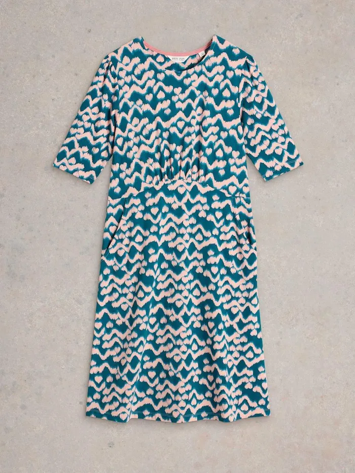 Olivia Jersey Dress Teal Print Women White Stuff Dresses Olivia Jersey Dress Teal Print Women White Stuff Dresses