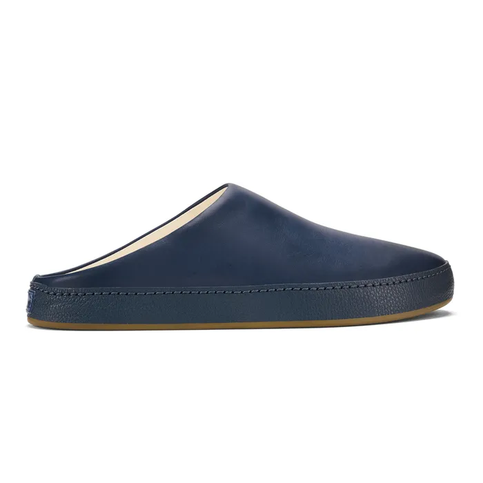 Olukai Hmani Mens Leather Mules Depth Indigo Men SlipOn