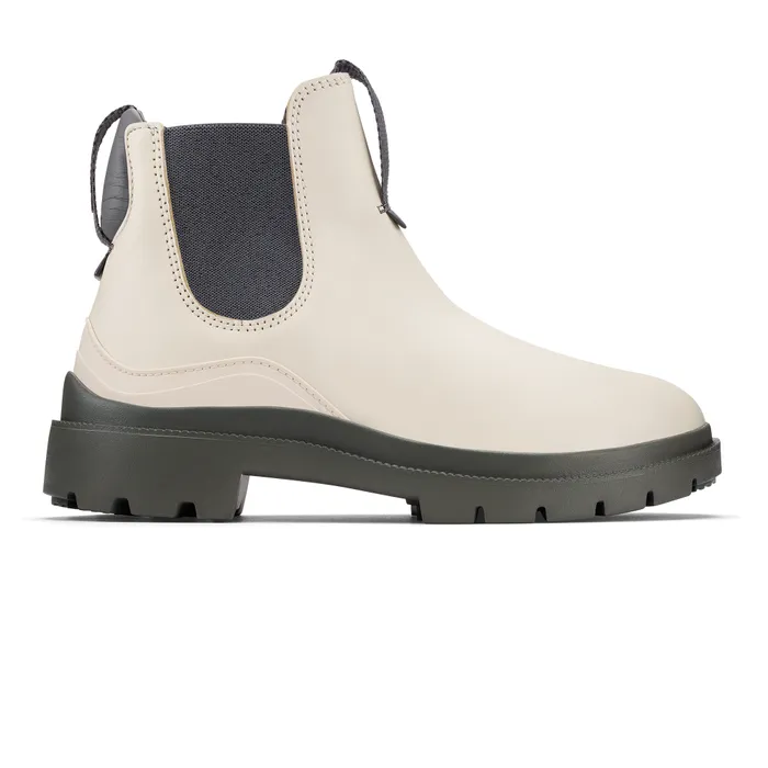 Olukai Hehi Womens Waterproof Chelsea Boots White Sand Steel Women Leather