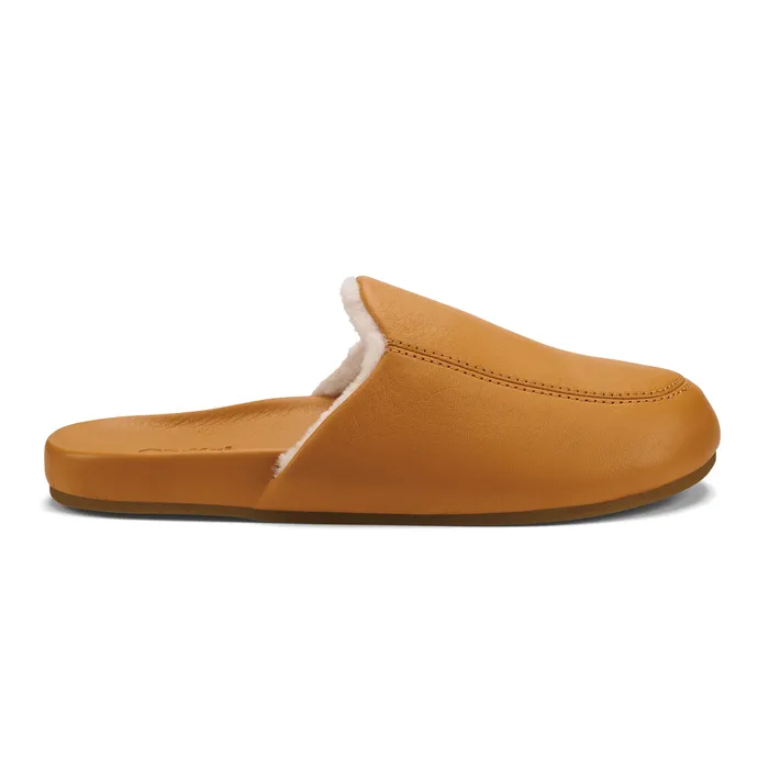 Olukai Knea Womens Shearling Leather Mule Saddle Women Shearling