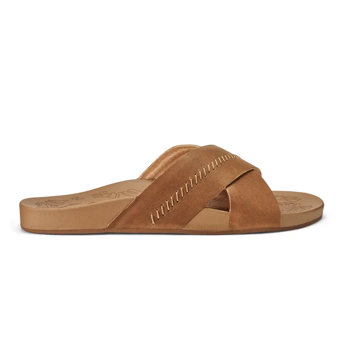 Olukai Kpea Olu Womens Leather Slide Sandals Sahara Women Slides