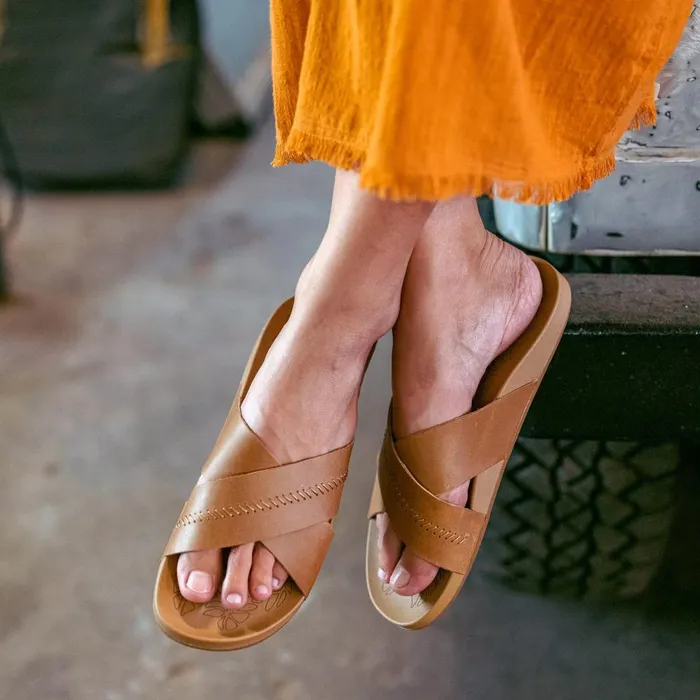 Olukai Kpea Olu Womens Leather Slide Sandals Sahara Women Slides Olukai Kpea Olu Womens Leather Slide Sandals Sahara Women Slides