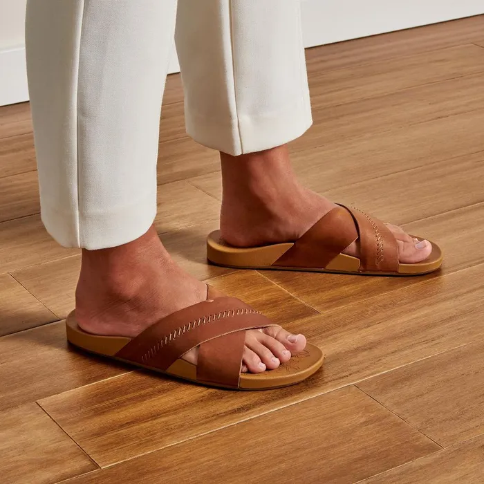 Olukai Kpea Olu Womens Leather Slide Sandals Sahara Women Slides Olukai Kpea Olu Womens Leather Slide Sandals Sahara Women Slides