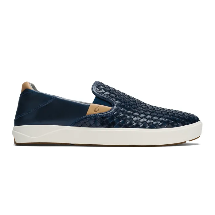 Olukai Laeahi Lauhala Mens Sneakers SlipOn Shoes Trench Blue Men Leather