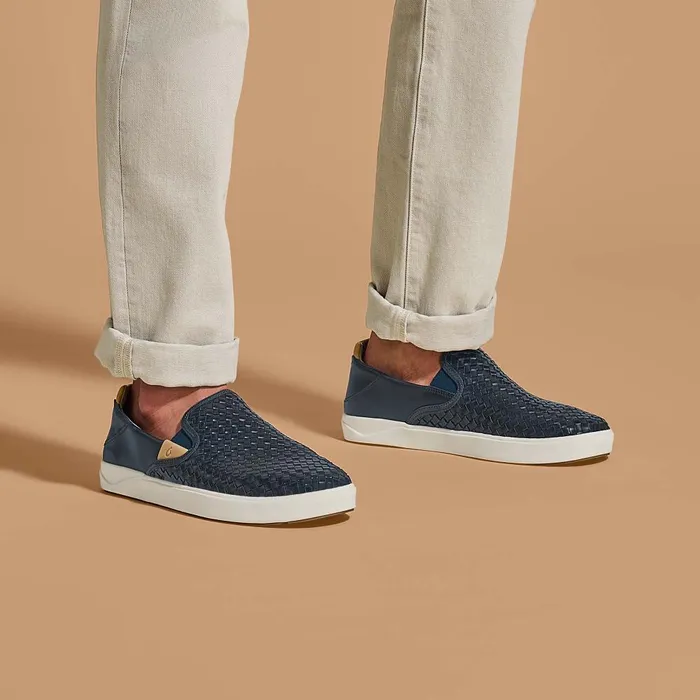 Olukai Laeahi Lauhala Mens Sneakers SlipOn Shoes Trench Blue Men Leather Olukai Laeahi Lauhala Mens Sneakers SlipOn Shoes Trench Blue Men Leather