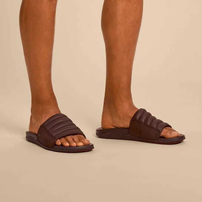 Olukai Maha 039Olu Mens Comfortable Slide Sandals Dark Wood Men Recovery Olukai Maha 039Olu Mens Comfortable Slide Sandals Dark Wood Men Recovery