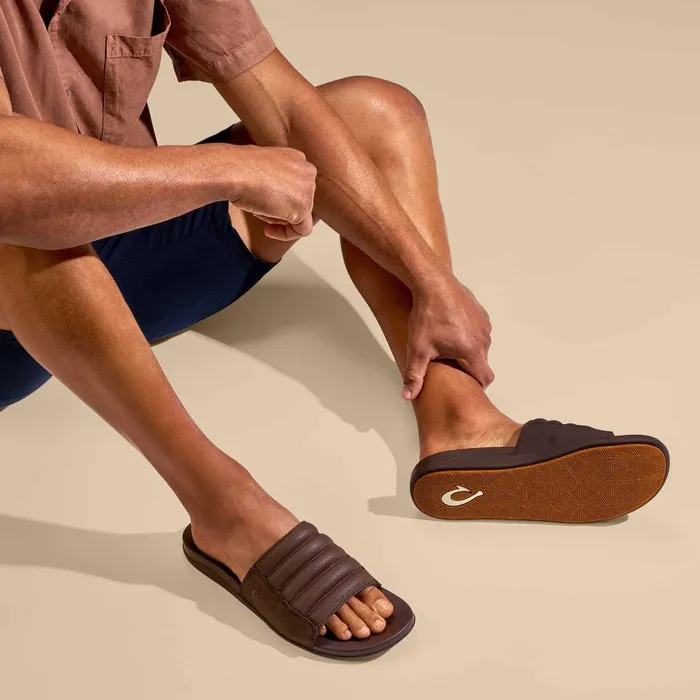 Olukai Maha 039Olu Mens Comfortable Slide Sandals Dark Wood Men Recovery Olukai Maha 039Olu Mens Comfortable Slide Sandals Dark Wood Men Recovery