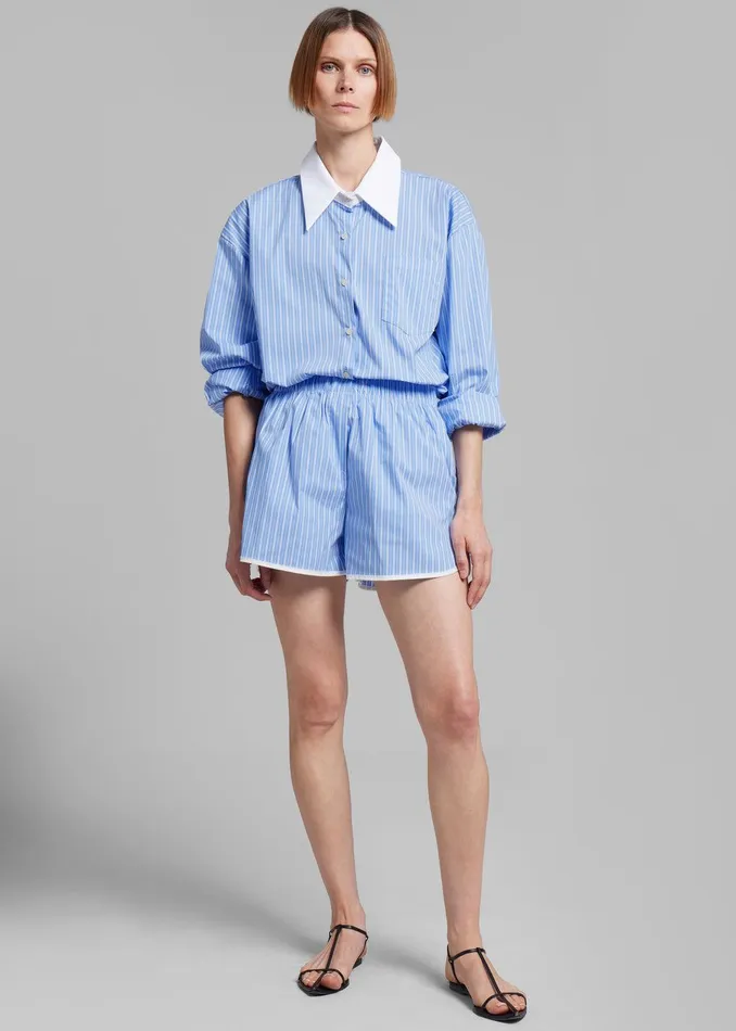 Orla Button Up Shirt 8211 BlueWhite Stripe Women The Frankie Shop Tops