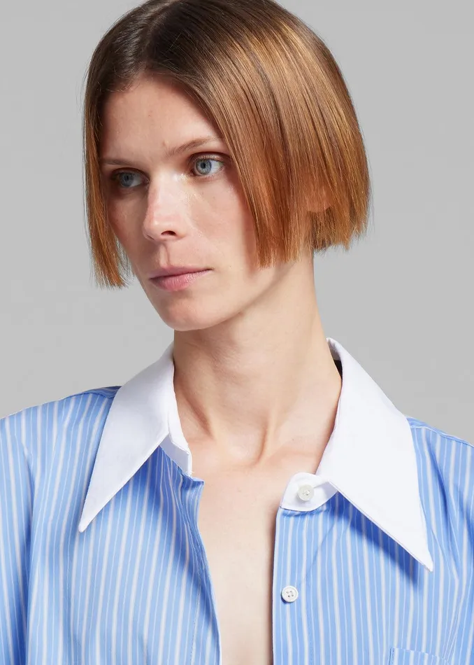 Orla Button Up Shirt 8211 BlueWhite Stripe Women The Frankie Shop Tops