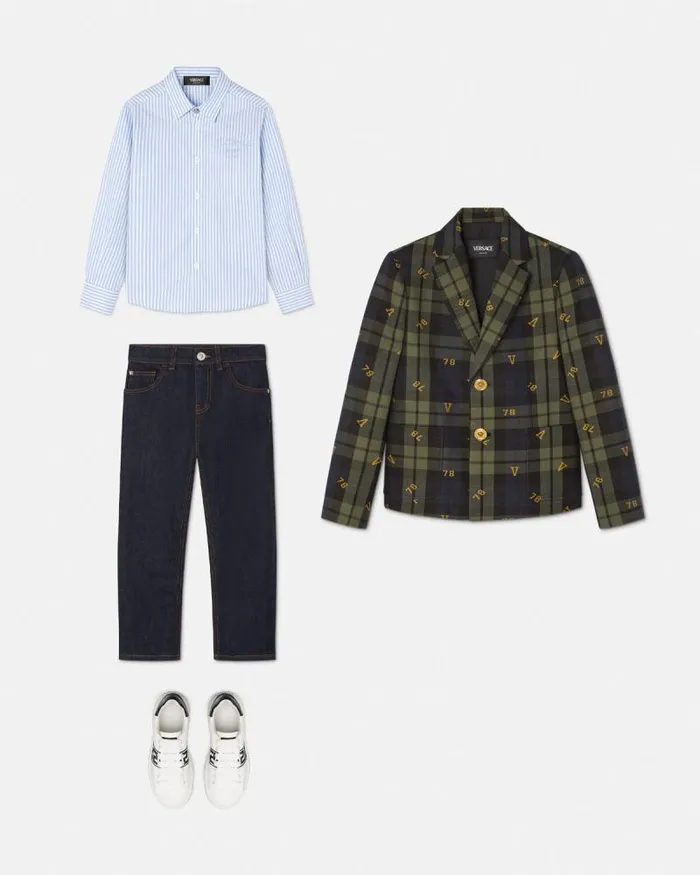 Oxford Striped Kids Shirt White Children Versace Clothing