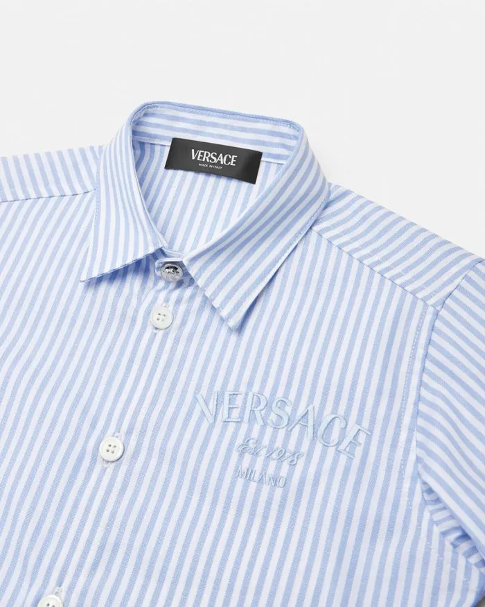 Oxford Striped Kids Shirt White Children Versace Clothing