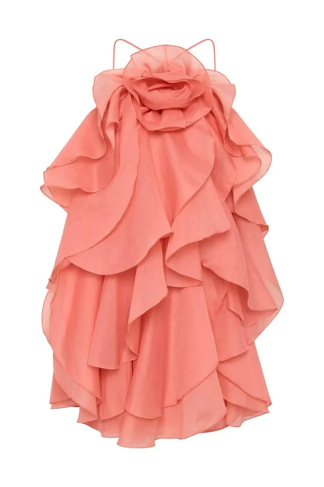 Pandorea Layered Mini Dress Washed Coral Women Aje Dresses Pandorea Layered Mini Dress Washed Coral Women Aje Dresses