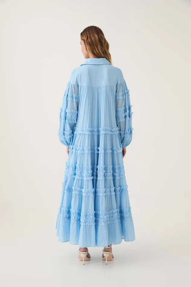 Pastiche Tiered Maxi Dress Powder Blue Women Aje Dresses Pastiche Tiered Maxi Dress Powder Blue Women Aje Dresses
