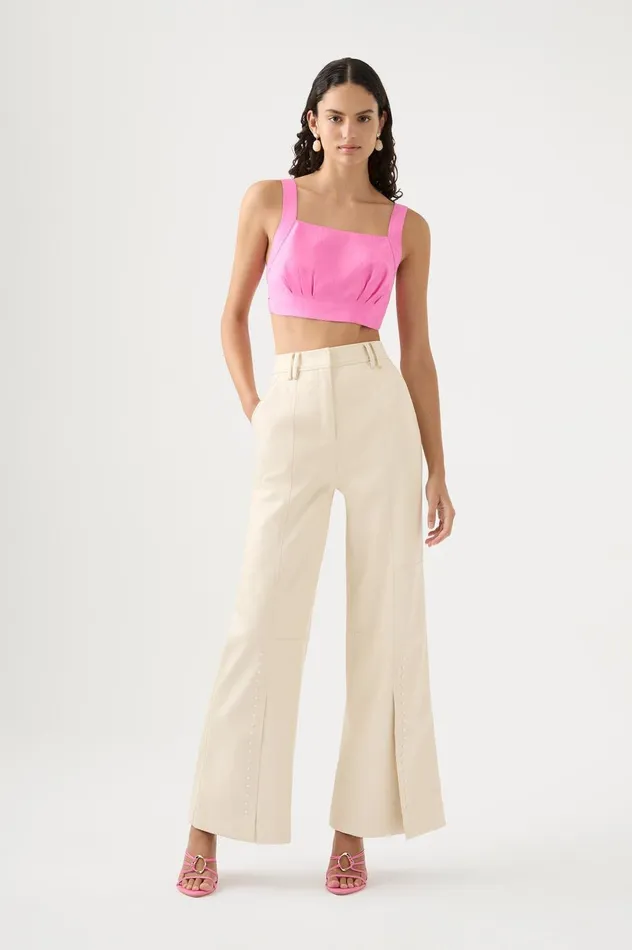 Phoebe Wide Leg Pant Sandstone Beige Women Aje Pants Phoebe Wide Leg Pant Sandstone Beige Women Aje Pants